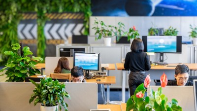 Office with people and plants